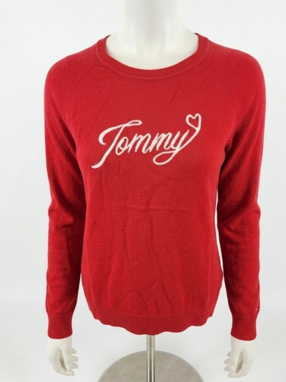 Tommy Hilfiger Red Womans Large Crewneck Sweater with Script Logo NWT